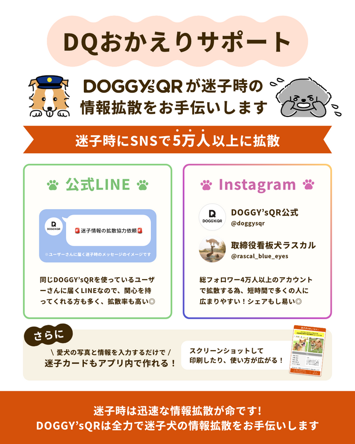 真鍮キーホルダー | QRコード付き犬用迷子札 | アプリ連携