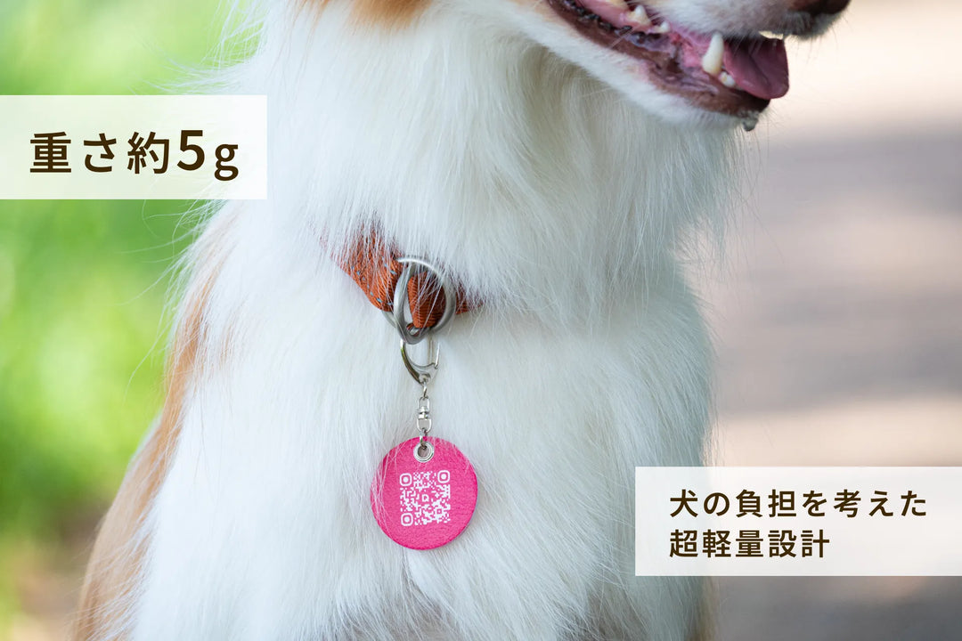 PUレザーキーホルダー【アプリ連携できるQRコード付き犬用ネームタグ | 迷子札にも】